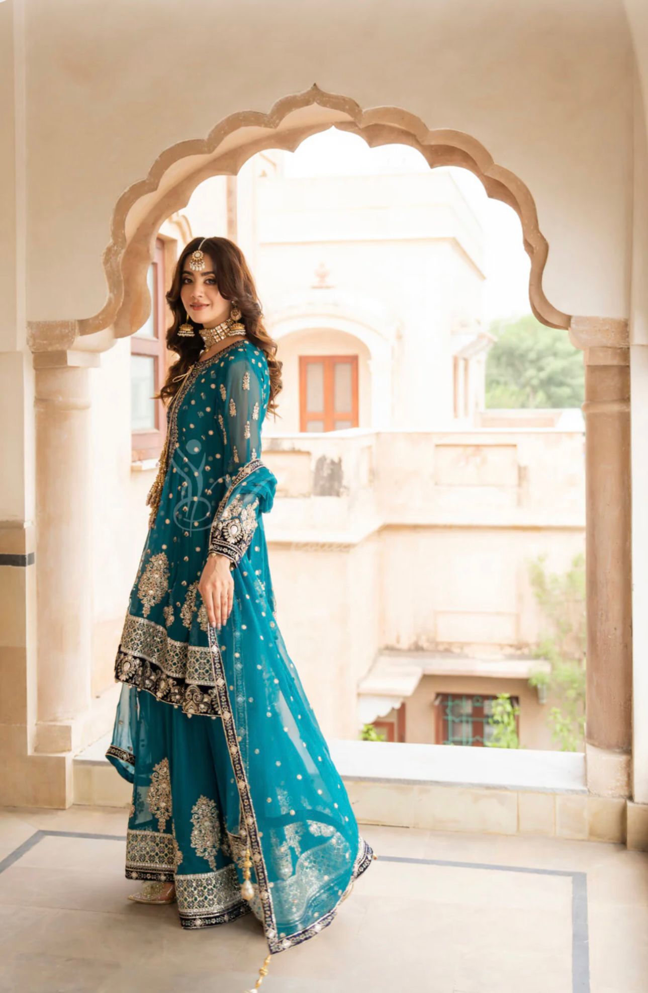 Crinkle Chiffon Kali Frock with Tilla