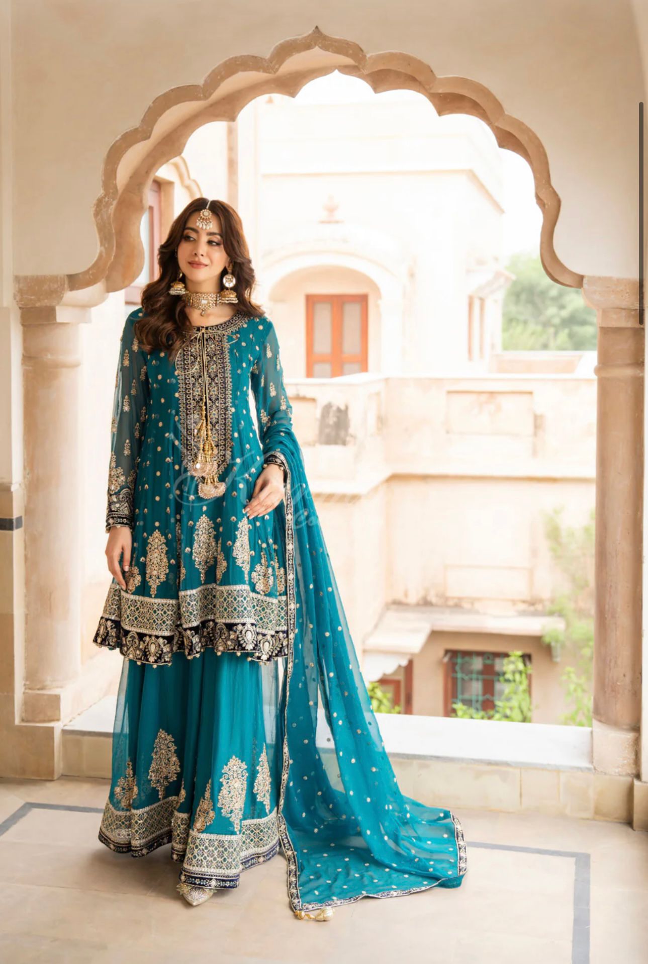 Crinkle Chiffon Kali Frock with Tilla