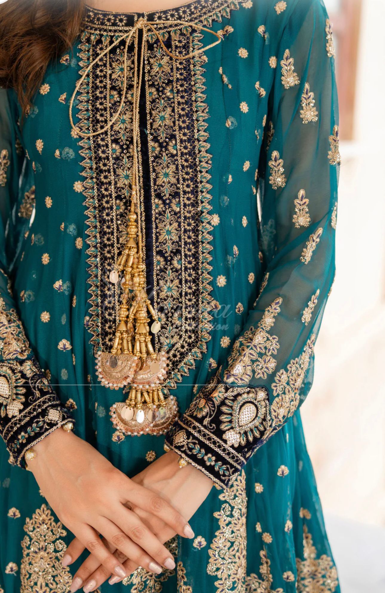 Crinkle Chiffon Kali Frock with Tilla