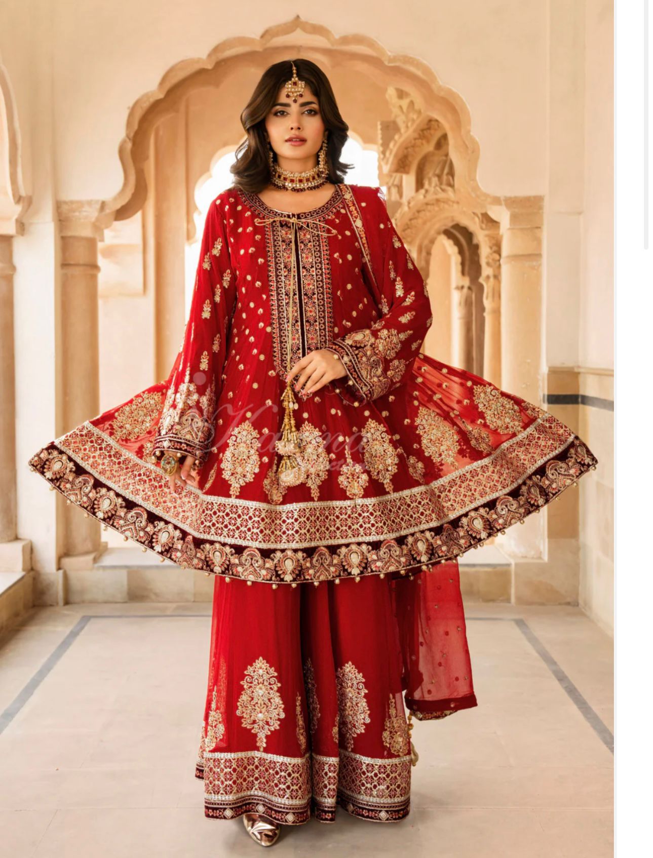 Crinkle Chiffon Kali Frock with Tilla