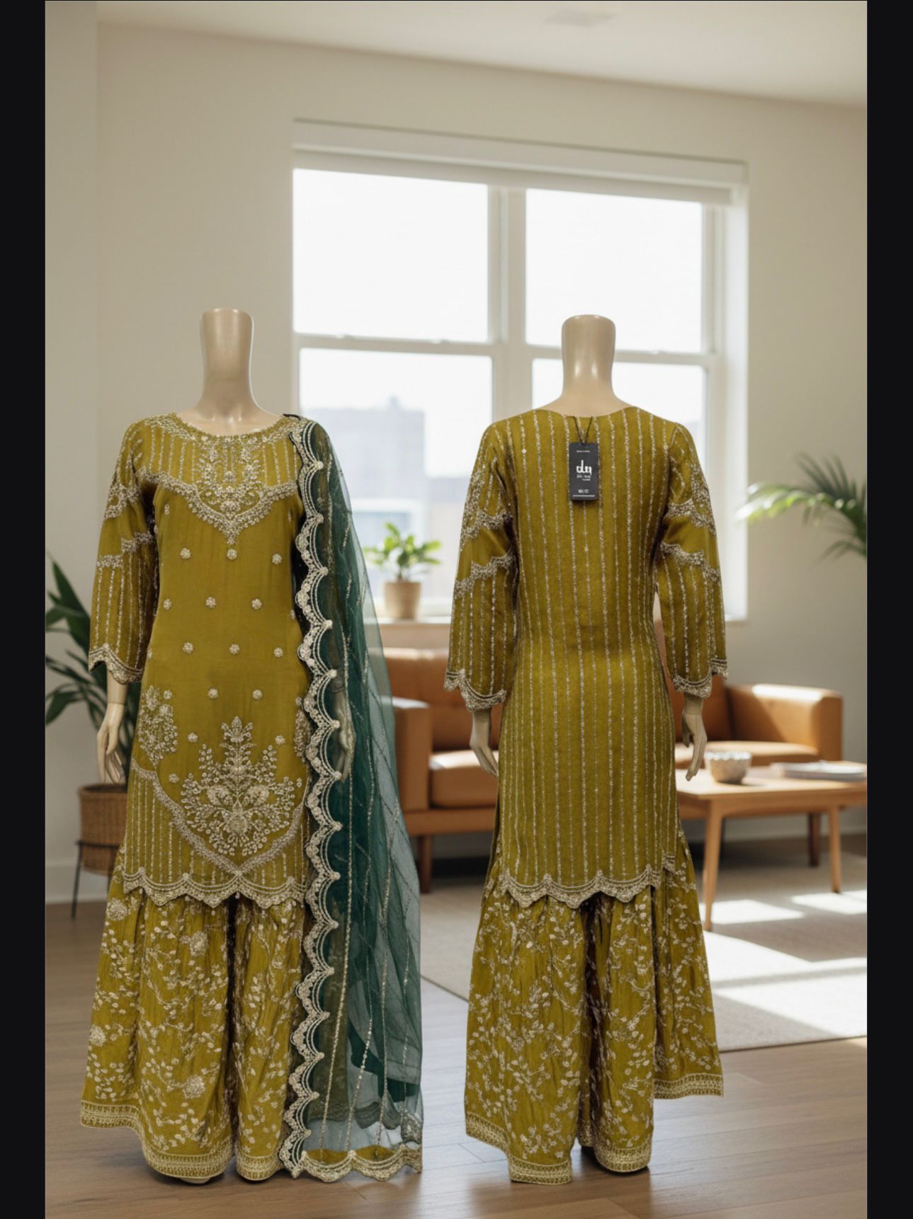 Embroidery Chiffon Kurti/Embrodery silk Gharara with Embroidery Chiffon Dupatta